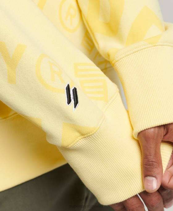 Superdry hanorac cu logo-ul de bază cu imprimeu peste tot îmbrăcăminte galben bărbați JX0Z3435