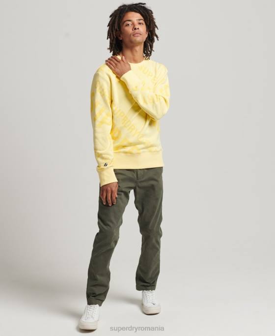 Superdry hanorac cu logo-ul de bază cu imprimeu peste tot îmbrăcăminte galben bărbați JX0Z3435