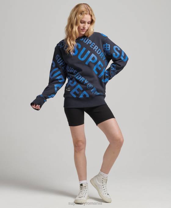Superdry hanorac cu logo-ul de bază cu imprimeu peste tot îmbrăcăminte marina femei JX0Z5887