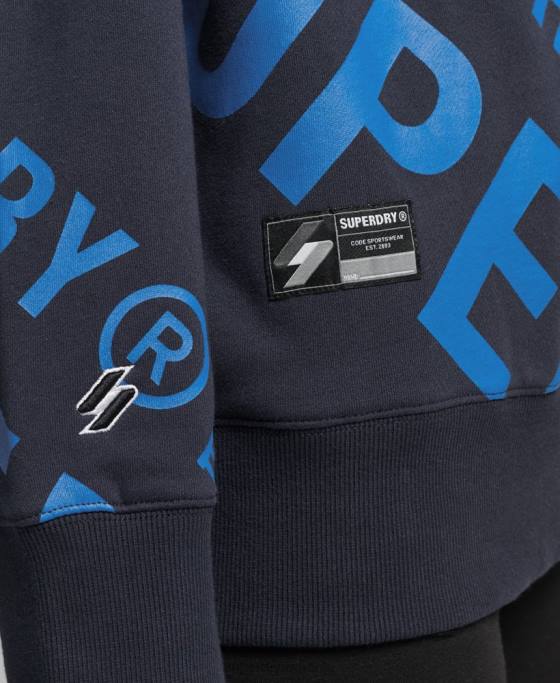 Superdry hanorac cu logo-ul de bază cu imprimeu peste tot îmbrăcăminte marina femei JX0Z5887
