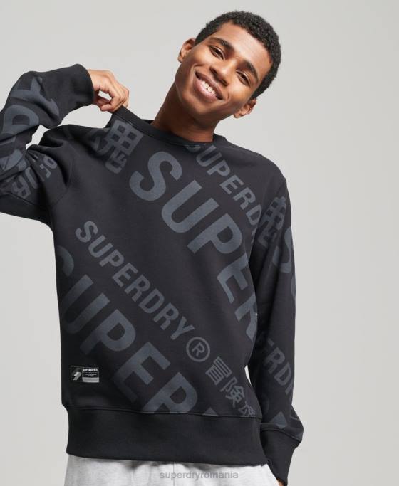 Superdry hanorac cu logo-ul de bază cu imprimeu peste tot îmbrăcăminte negru bărbați JX0Z5802