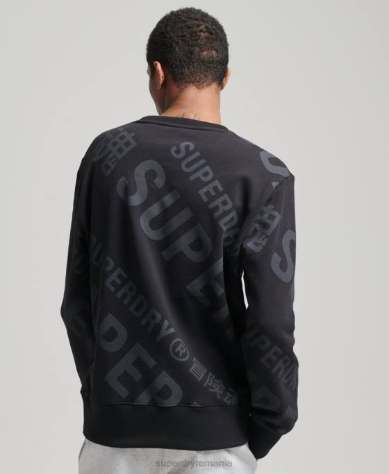Superdry hanorac cu logo-ul de bază cu imprimeu peste tot îmbrăcăminte negru bărbați JX0Z5802