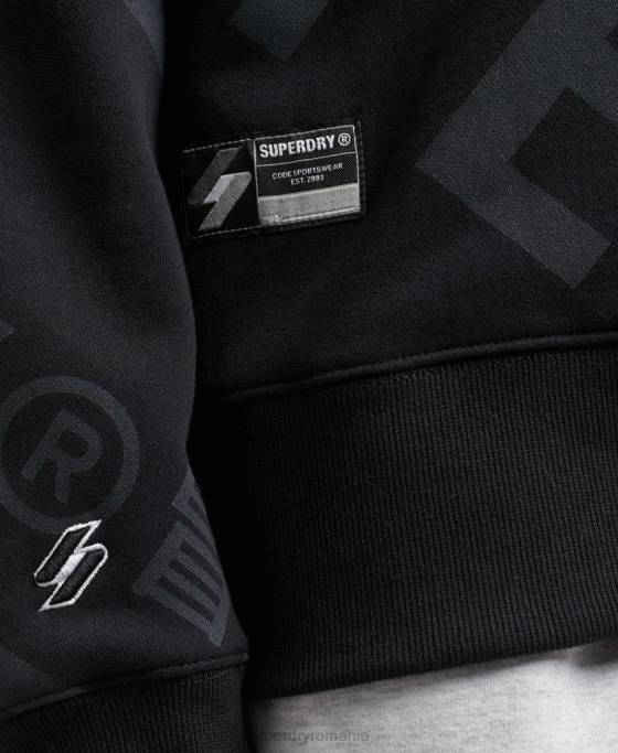 Superdry hanorac cu logo-ul de bază cu imprimeu peste tot îmbrăcăminte negru bărbați JX0Z5802