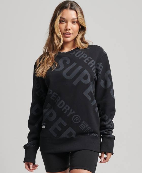 Superdry hanorac cu logo-ul de bază cu imprimeu peste tot îmbrăcăminte negru femei JX0Z5896