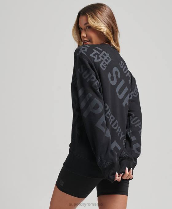 Superdry hanorac cu logo-ul de bază cu imprimeu peste tot îmbrăcăminte negru femei JX0Z5896