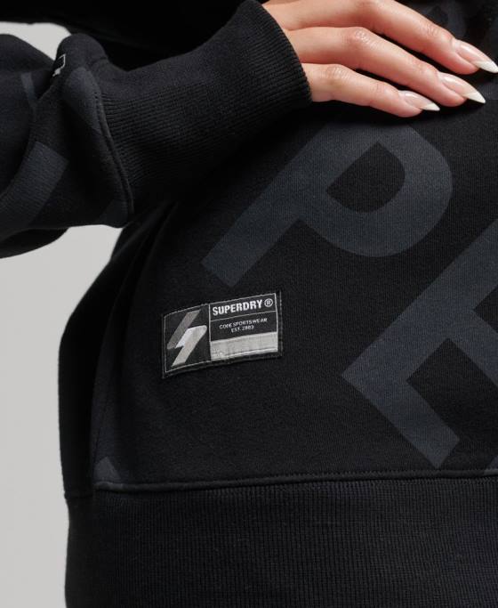 Superdry hanorac cu logo-ul de bază cu imprimeu peste tot îmbrăcăminte negru femei JX0Z5896