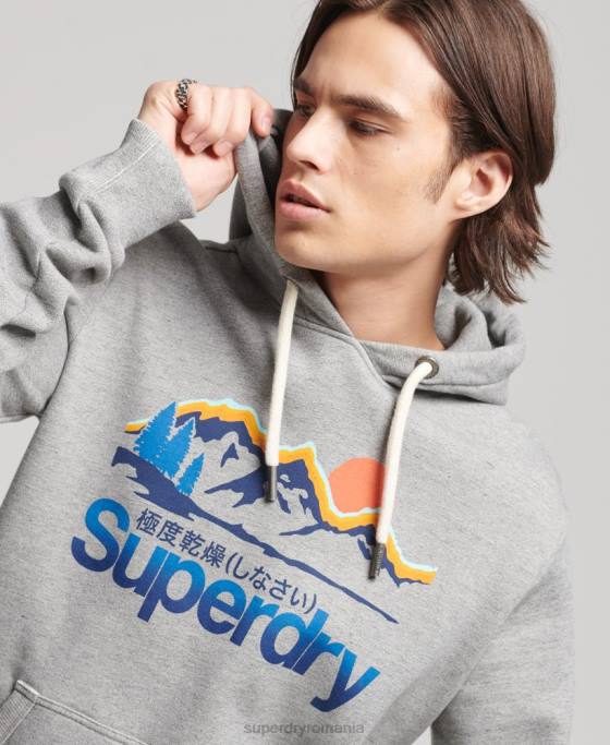 Superdry hanorac cu logo-ul de bază pentru exterior îmbrăcăminte gri deschis bărbați JX0Z5129