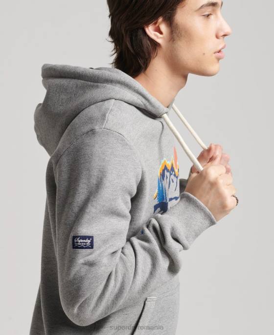 Superdry hanorac cu logo-ul de bază pentru exterior îmbrăcăminte gri deschis bărbați JX0Z5129