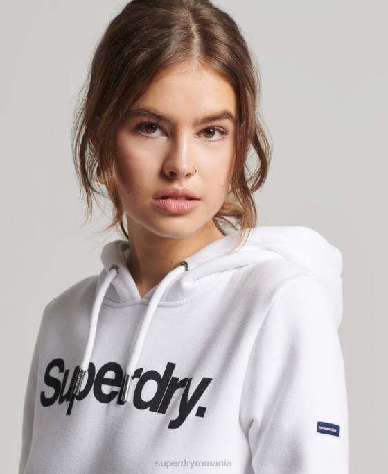 Superdry hanorac cu logo-ul de bază îmbrăcăminte alb femei JX0Z3466