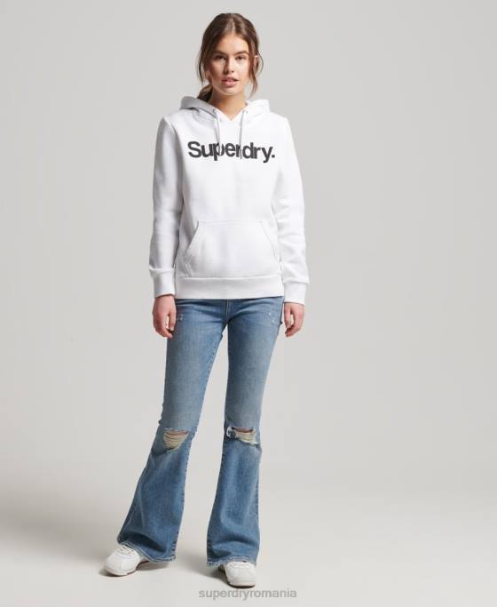 Superdry hanorac cu logo-ul de bază îmbrăcăminte alb femei JX0Z3466