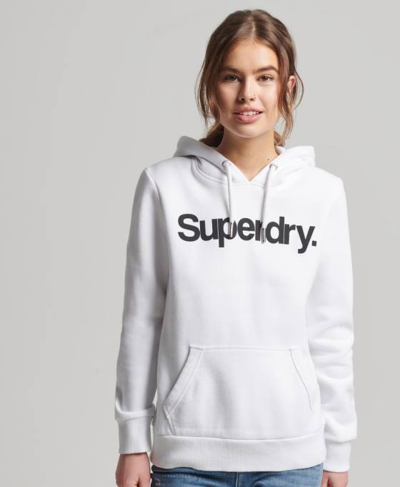 Superdry hanorac cu logo-ul de bază îmbrăcăminte alb femei JX0Z3466