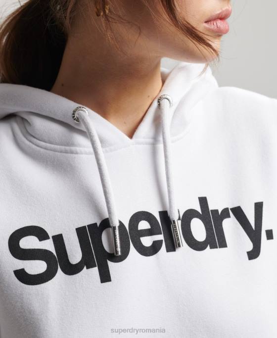 Superdry hanorac cu logo-ul de bază îmbrăcăminte alb femei JX0Z3466