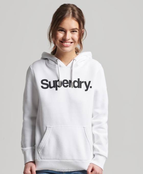 Superdry hanorac cu logo-ul de bază îmbrăcăminte alb femei JX0Z3484