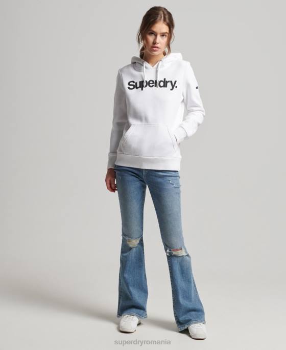 Superdry hanorac cu logo-ul de bază îmbrăcăminte alb femei JX0Z3484