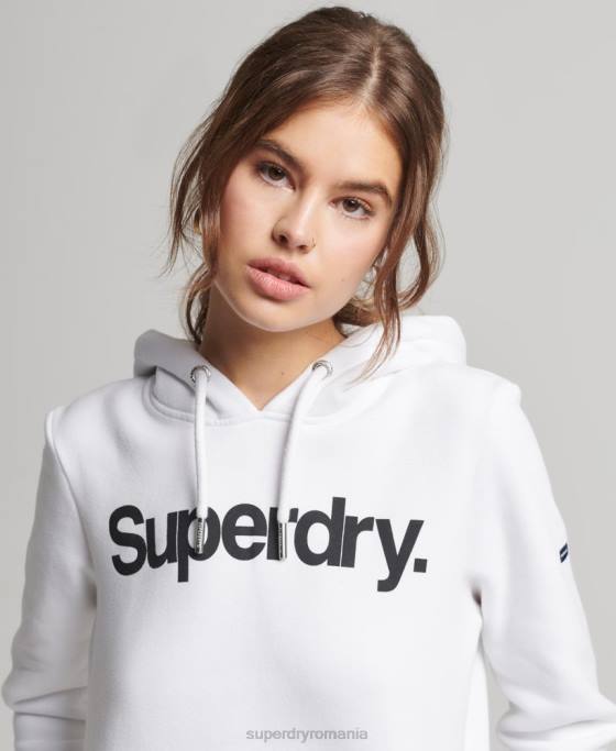 Superdry hanorac cu logo-ul de bază îmbrăcăminte alb femei JX0Z3484