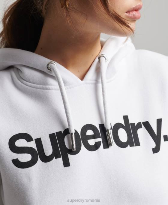 Superdry hanorac cu logo-ul de bază îmbrăcăminte alb femei JX0Z3484