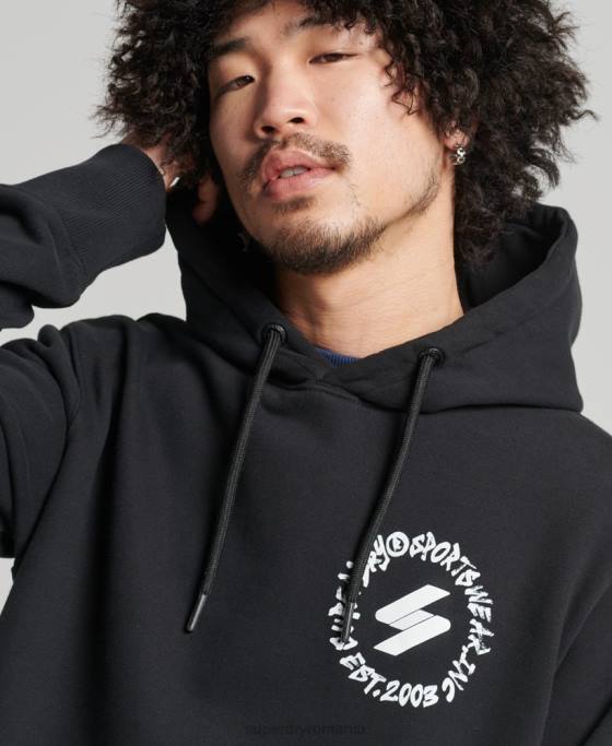 Superdry hanorac cu logo-ul globului îmbrăcăminte negru bărbați JX0Z5119