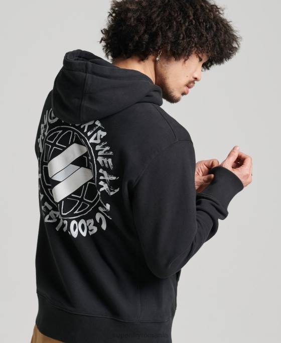 Superdry hanorac cu logo-ul globului îmbrăcăminte negru bărbați JX0Z5119