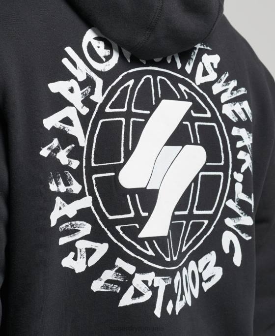 Superdry hanorac cu logo-ul globului îmbrăcăminte negru bărbați JX0Z5119