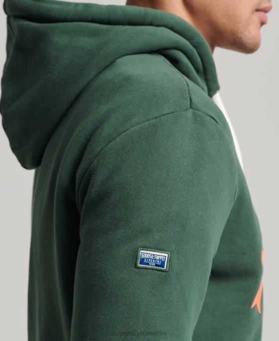 Superdry hanorac cu logo vintage american classics îmbrăcăminte verde bărbați JX0Z808