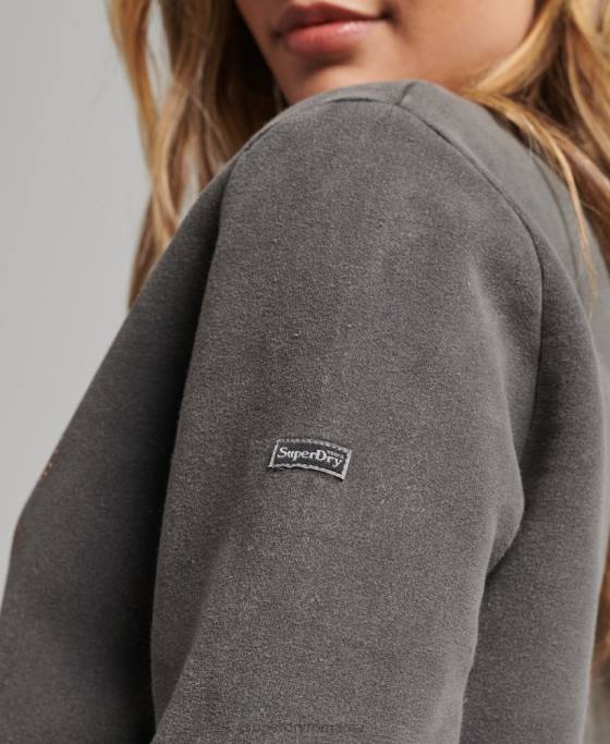 Superdry hanorac cu logo vintage borough crew îmbrăcăminte gri inchis femei JX0Z5910