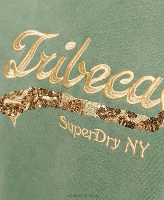 Superdry hanorac cu logo vintage borough crew îmbrăcăminte verde femei JX0Z6112