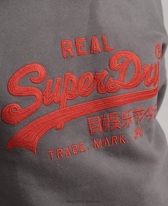 Superdry hanorac cu logo vintage box fit îmbrăcăminte gri inchis femei JX0Z5764