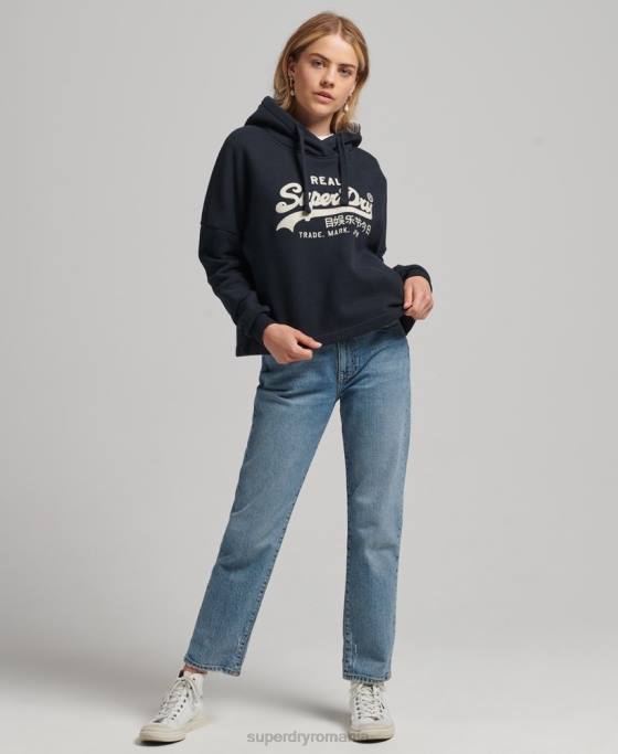 Superdry hanorac cu logo vintage box fit îmbrăcăminte marina femei JX0Z5864