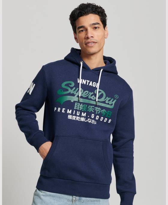 Superdry hanorac cu logo vintage din bumbac organic îmbrăcăminte albastru inchis bărbați JX0Z653