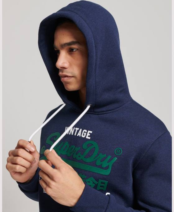 Superdry hanorac cu logo vintage din bumbac organic îmbrăcăminte albastru inchis bărbați JX0Z653