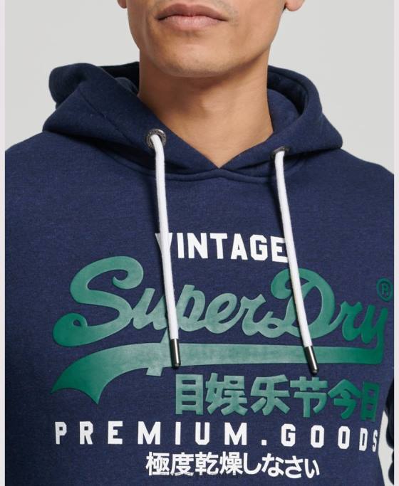 Superdry hanorac cu logo vintage din bumbac organic îmbrăcăminte albastru inchis bărbați JX0Z653