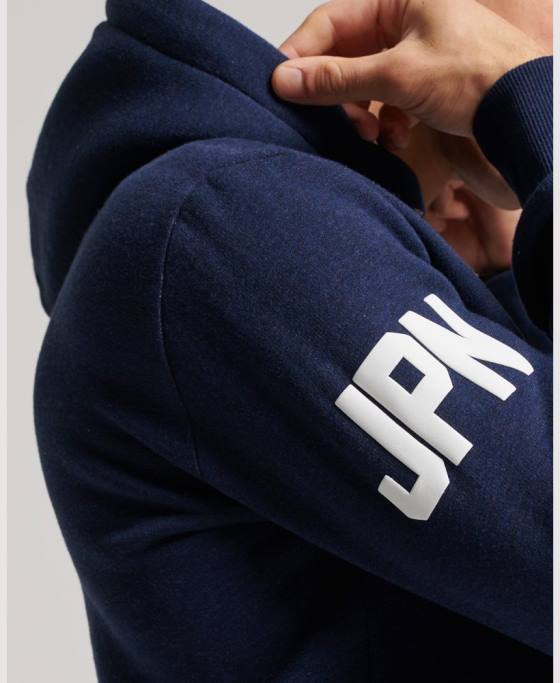 Superdry hanorac cu logo vintage din bumbac organic îmbrăcăminte albastru inchis bărbați JX0Z653