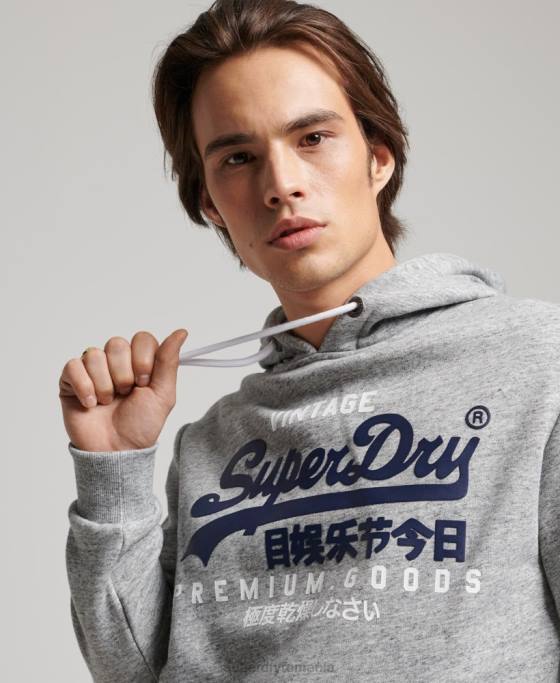 Superdry hanorac cu logo vintage din bumbac organic îmbrăcăminte gri bărbați JX0Z686