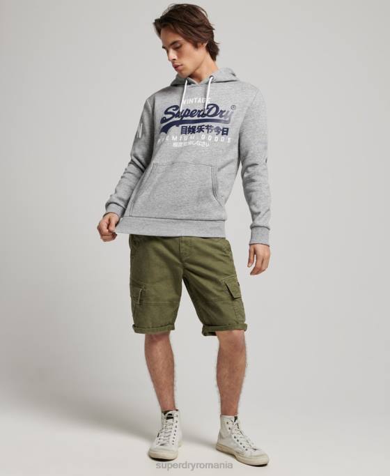 Superdry hanorac cu logo vintage din bumbac organic îmbrăcăminte gri bărbați JX0Z686