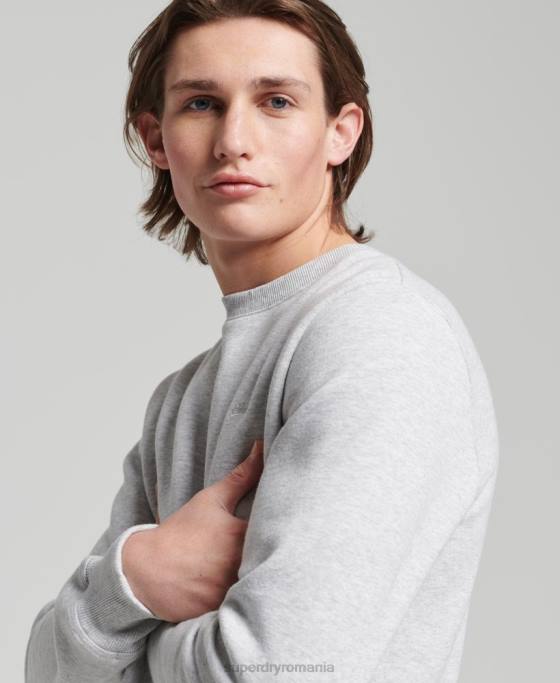 Superdry hanorac cu logo vintage din bumbac organic îmbrăcăminte gri deschis bărbați JX0Z678