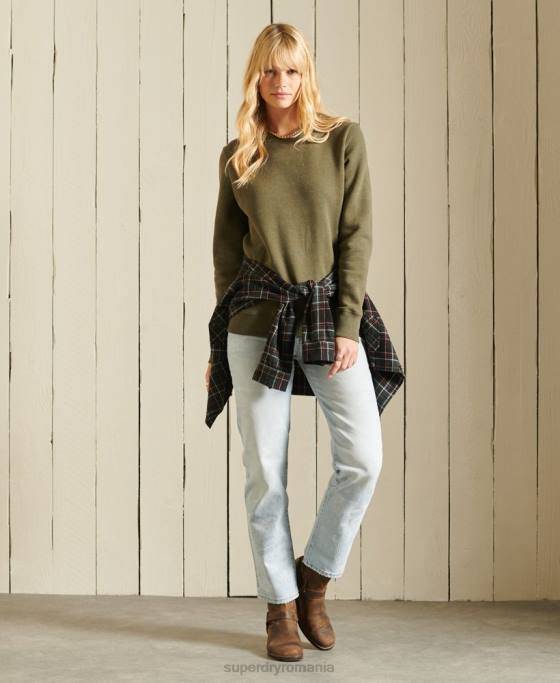 Superdry hanorac cu logo vintage din bumbac organic îmbrăcăminte kaki femei JX0Z3494