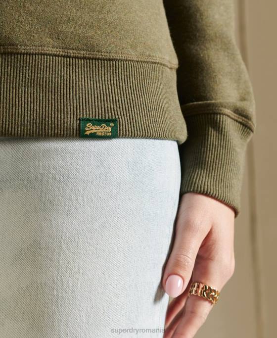 Superdry hanorac cu logo vintage din bumbac organic îmbrăcăminte kaki femei JX0Z3494