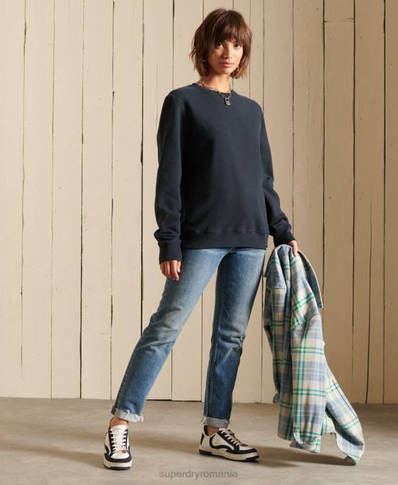 Superdry hanorac cu logo vintage din bumbac organic îmbrăcăminte marina femei JX0Z6017