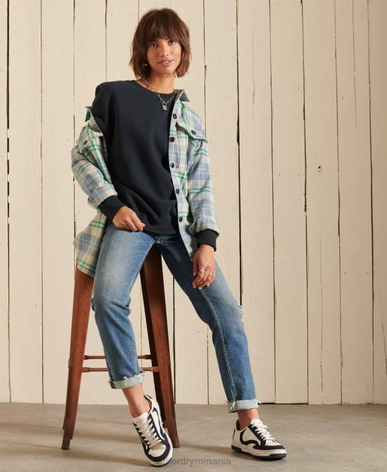 Superdry hanorac cu logo vintage din bumbac organic îmbrăcăminte marina femei JX0Z6017