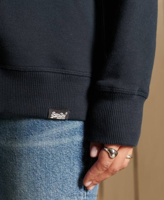 Superdry hanorac cu logo vintage din bumbac organic îmbrăcăminte marina femei JX0Z6017