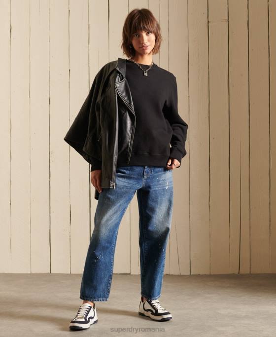 Superdry hanorac cu logo vintage din bumbac organic îmbrăcăminte negru femei JX0Z5814