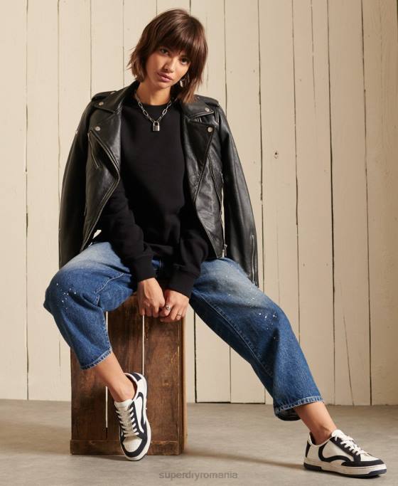 Superdry hanorac cu logo vintage din bumbac organic îmbrăcăminte negru femei JX0Z5814
