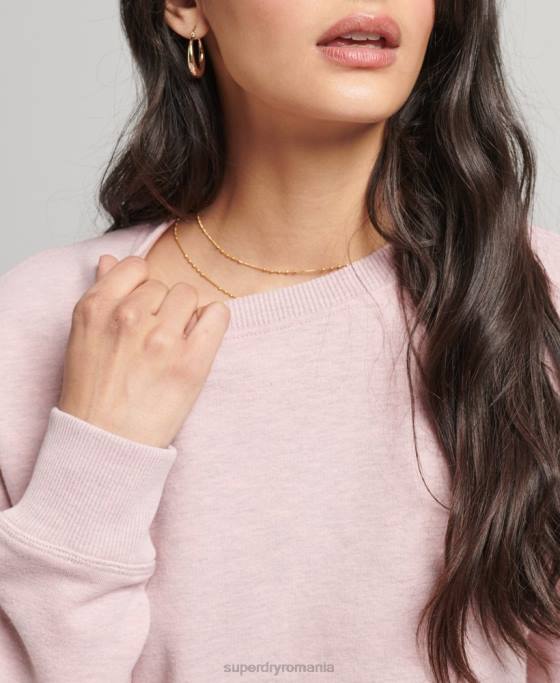 Superdry hanorac cu logo vintage din bumbac organic îmbrăcăminte roz femei JX0Z5762