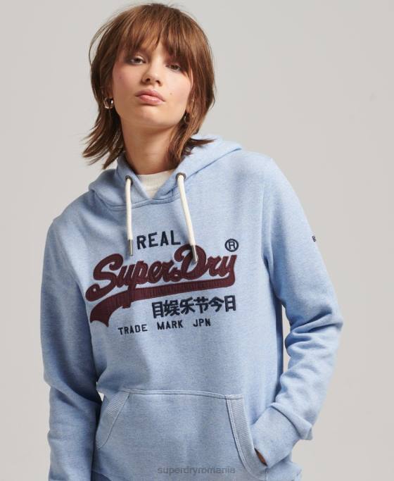 Superdry hanorac cu logo vintage heritage îmbrăcăminte albastru deschis femei JX0Z3397