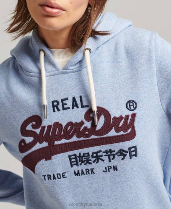 Superdry hanorac cu logo vintage heritage îmbrăcăminte albastru deschis femei JX0Z3397