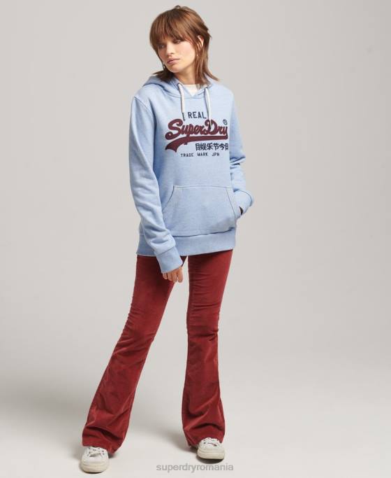 Superdry hanorac cu logo vintage heritage îmbrăcăminte albastru deschis femei JX0Z3397