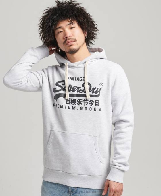 Superdry hanorac cu logo vintage heritage îmbrăcăminte gri deschis bărbați JX0Z5082
