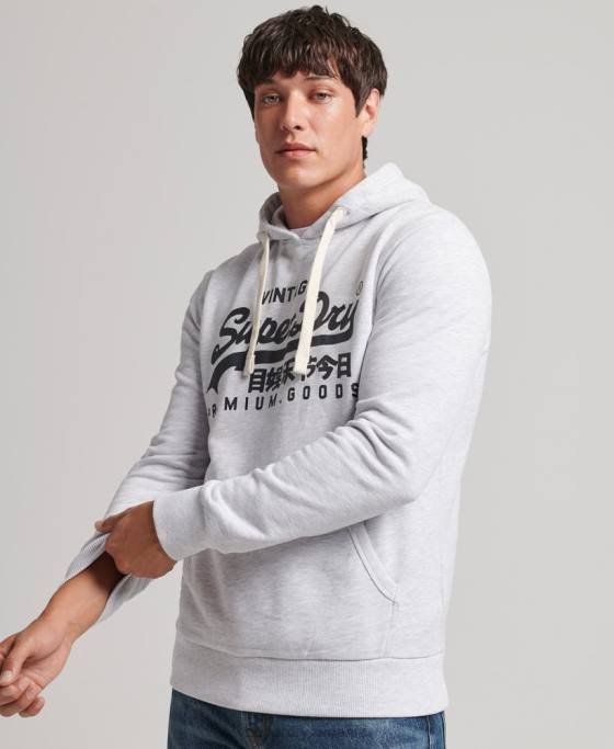 Superdry hanorac cu logo vintage heritage îmbrăcăminte gri deschis bărbați JX0Z853