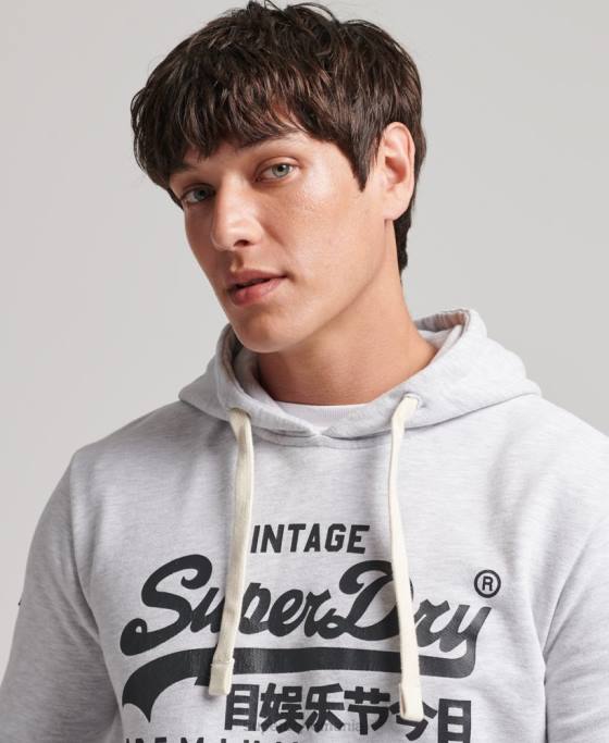 Superdry hanorac cu logo vintage heritage îmbrăcăminte gri deschis bărbați JX0Z853
