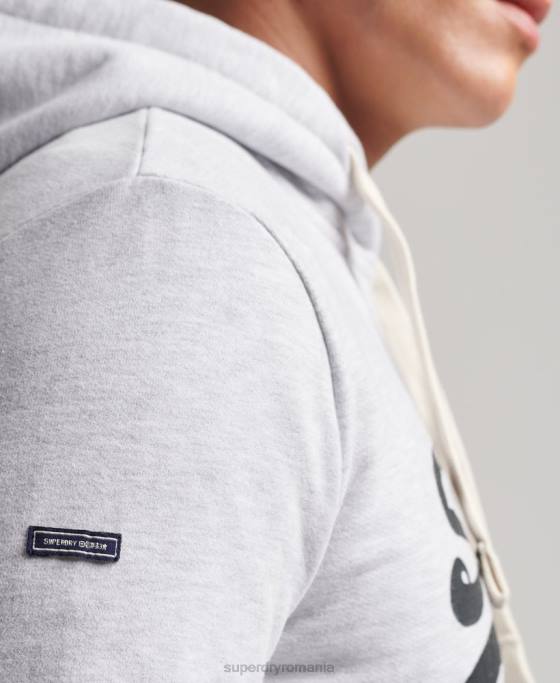 Superdry hanorac cu logo vintage heritage îmbrăcăminte gri deschis bărbați JX0Z853